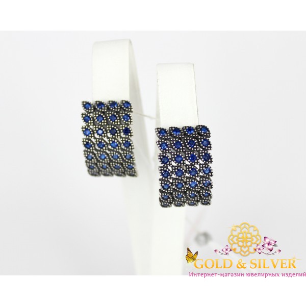 Жіночі сережки срібні "Гармонія" сині 2476с , Gold &amp Silver Gold & Silver, Украина